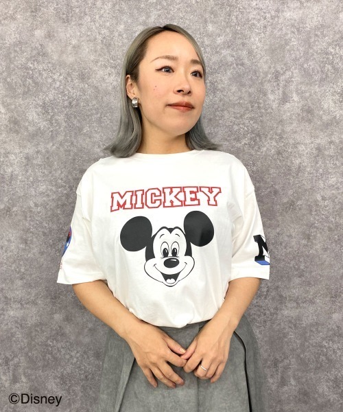 大きいサイズ レディース トップス  /ディズニー ミッキーマウス/綿100％フェイスプリントＴシャツ GEVS. ニッセン Tシャツ カットソー レディース /ディズニー ミッキー
