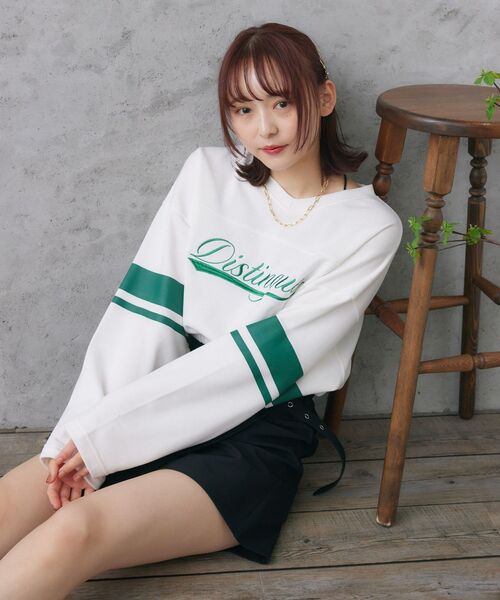 RETRO GIRL(レトロガール)の「スポーツカジュアルトレーナー(Tシャツ/カットソー・レディース・グリーン/ブラック/オフホワイト・FREE)」の14枚目の写真