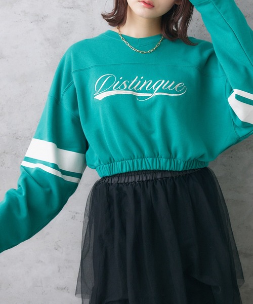 RETRO GIRL(レトロガール)の「スポーツカジュアルトレーナー(Tシャツ/カットソー・レディース・グリーン/ブラック/オフホワイト・FREE)」の1枚目の写真