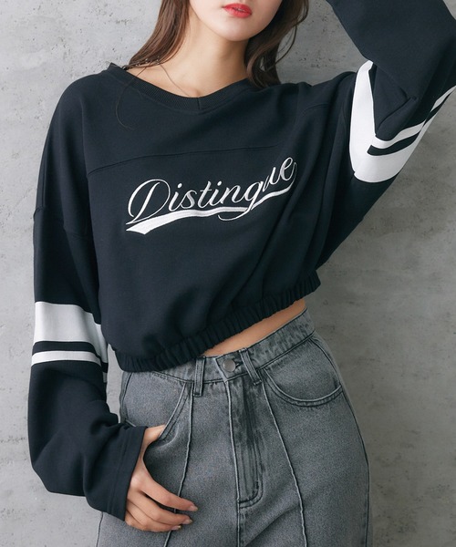 RETRO GIRL(レトロガール)の「スポーツカジュアルトレーナー(Tシャツ/カットソー・レディース・グリーン/ブラック/オフホワイト・FREE)」の3枚目の写真