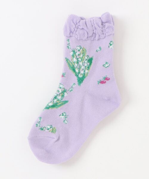 HAKKA KIDS(ハッカキッズ)の「スズランストロベリー(いちご)柄ソックス(ソックス/靴下・キッズ・サックスブルー/パープル・S/M)」の2枚目の写真
