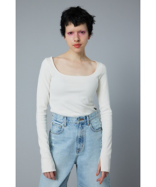 HeRIN.CYE（ヘリンドットサイ）の「Round neck tops　ラウンドネックトップス（Tシャツ/カットソー・レディース・ホワイト/ブラック/ベージュ・FREE）」の2枚目の写真