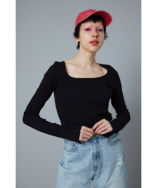 HeRIN.CYE（ヘリンドットサイ）の「Round neck tops　ラウンドネックトップス（Tシャツ/カットソー・レディース・ホワイト/ブラック/ベージュ・FREE）」の3枚目の写真