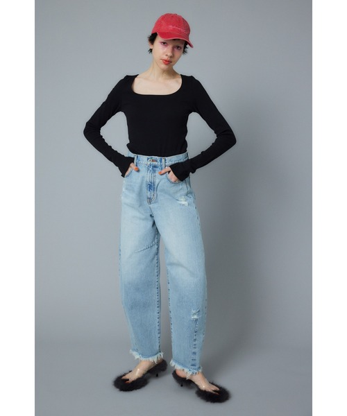 HeRIN.CYE（ヘリンドットサイ）の「Round neck tops　ラウンドネックトップス（Tシャツ/カットソー・レディース・ホワイト/ブラック/ベージュ・FREE）」の14枚目の写真