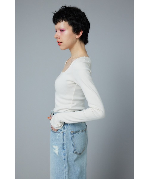 HeRIN.CYE（ヘリンドットサイ）の「Round neck tops　ラウンドネックトップス（Tシャツ/カットソー・レディース・ホワイト/ブラック/ベージュ・FREE）」の10枚目の写真