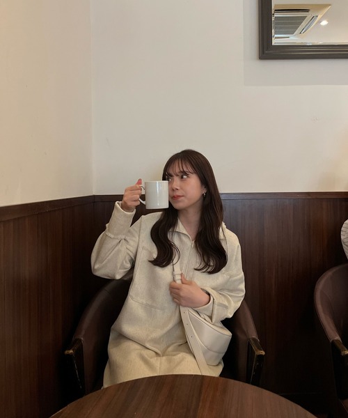 lawgy（ラウジー）の「mix fringe half zip op / ミックスフリンジハーフジップワンピ（ワンピース・レディース・ベージュ系その他/ホワイト系その他・FREE）」の6枚目の写真