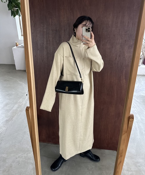 lawgy（ラウジー）の「mix fringe half zip op / ミックスフリンジハーフジップワンピ（ワンピース・レディース・ベージュ系その他/ホワイト系その他・FREE）」の19枚目の写真