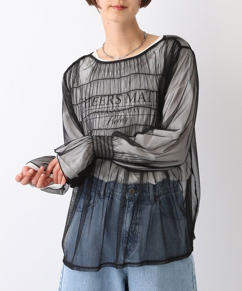 LEPSIM（レプシィム）の「2WAYチュールシャーリング　109015（シャツ/ブラウス・レディース・ブルー/ブラック/ベージュ系その他・FREE）」の2枚目の写真