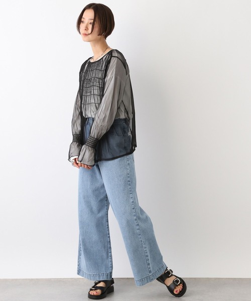 LEPSIM（レプシィム）の「2WAYチュールシャーリング　109015（シャツ/ブラウス・レディース・ブルー/ブラック/ベージュ系その他・FREE）」の6枚目の写真