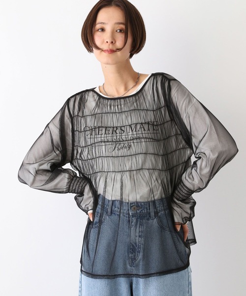 LEPSIM（レプシィム）の「2WAYチュールシャーリング　109015（シャツ/ブラウス・レディース・ブルー/ブラック/ベージュ系その他・FREE）」の7枚目の写真