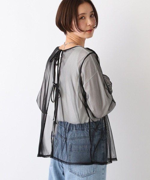 LEPSIM（レプシィム）の「2WAYチュールシャーリング　109015（シャツ/ブラウス・レディース・ブルー/ブラック/ベージュ系その他・FREE）」の8枚目の写真