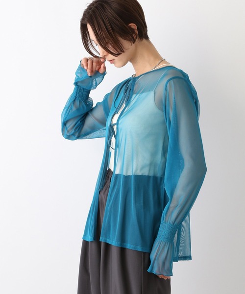 LEPSIM（レプシィム）の「2WAYチュールシャーリング　109015（シャツ/ブラウス・レディース・ブルー/ブラック/ベージュ系その他・FREE）」の18枚目の写真