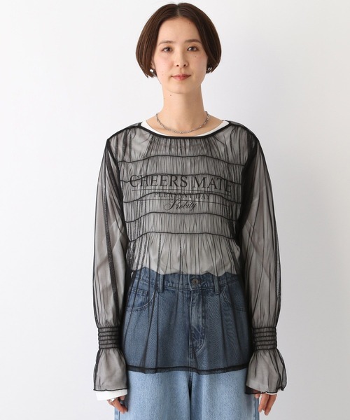 LEPSIM（レプシィム）の「2WAYチュールシャーリング　109015（シャツ/ブラウス・レディース・ブルー/ブラック/ベージュ系その他・FREE）」の19枚目の写真