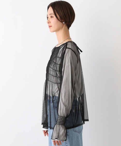 LEPSIM（レプシィム）の「2WAYチュールシャーリング　109015（シャツ/ブラウス・レディース・ブルー/ブラック/ベージュ系その他・FREE）」の20枚目の写真