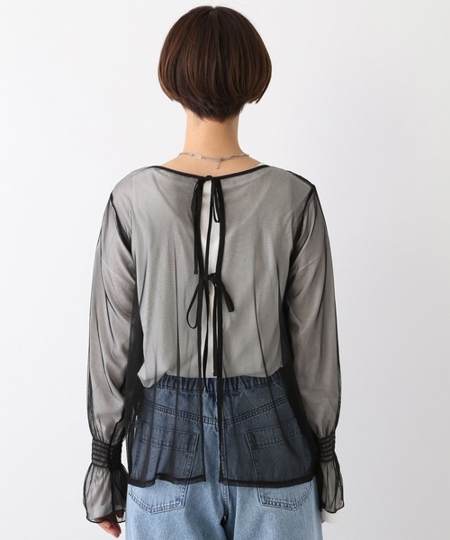 LEPSIM（レプシィム）の「2WAYチュールシャーリング　109015（シャツ/ブラウス・レディース・ブルー/ブラック/ベージュ系その他・FREE）」の21枚目の写真