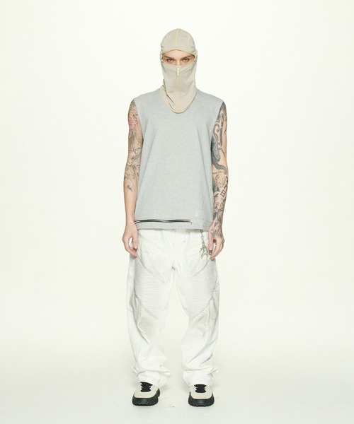 LIBERE(リベーレ)の「【LIBERE】ZIP SLEEVELESS TOP(タンクトップ・メンズ・グレー/ホワイト・L/M/S)」の14枚目の写真