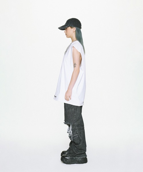 LIBERE(リベーレ)の「【LIBERE】ZIP SLEEVELESS TOP(タンクトップ・メンズ・グレー/ホワイト・L/M/S)」の3枚目の写真