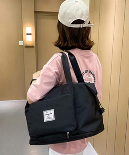 SEU(エスイーユー)の「折りたたみボストンバッグ キャリーオンバッグ トラベルバッグ拡張できる 大容量 折りたたみ収納 旅行 マザーズバッグ(ボストンバッグ・レディース・パープル/ブラック/ブルー/グレー/ワインレッド/グリーン/ピンク・フリー)」の11枚目の写真