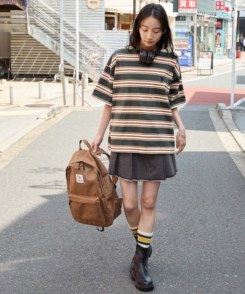 U.S. POLO ASSN.(ユーエスポロアッスン)の「U.S. POLO ASSN. /ユーエスポロアッスン 別注 ワンポイント刺繍 オーバーサイズマルチボーダーTシャツ(Tシャツ/カットソー・レディース・ネイビー/チャコールグレー/ブラック/アイボリー/ホワイト系/ブラック系・FREE)」の21枚目の写真