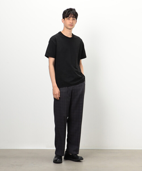 COMME CA COMMUNE(コムサコミューン)の「梨地ジョーゼット ガムストレッチ Tシャツ(Tシャツ/カットソー・メンズ・アイボリー/グリーン系その他/ブラック・MEDIUM/LARGE)」の4枚目の写真