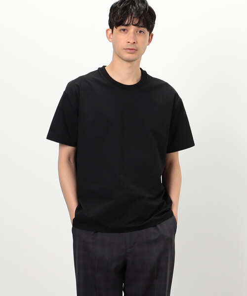 COMME CA COMMUNE(コムサコミューン)の「梨地ジョーゼット ガムストレッチ Tシャツ(Tシャツ/カットソー・メンズ・アイボリー/グリーン系その他/ブラック・MEDIUM/LARGE)」の5枚目の写真