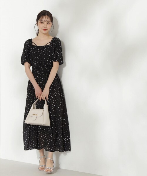 PROPORTION BODY DRESSING（プロポーションボディドレッシング）の「パフスリーブドット柄ワンピース / 1214140420（ワンピース・レディース・ブラック/ベージュ・MEDIUM/SMALL）」の7枚目の写真