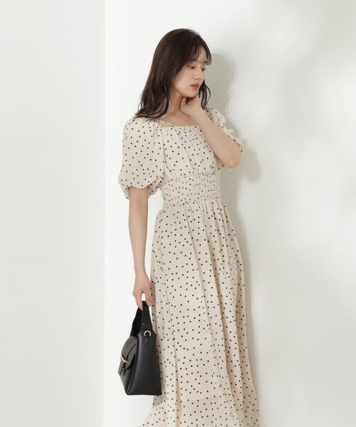 PROPORTION BODY DRESSING（プロポーションボディドレッシング）の「パフスリーブドット柄ワンピース / 1214140420（ワンピース・レディース・ブラック/ベージュ・MEDIUM/SMALL）」の16枚目の写真