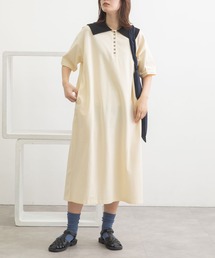 ビッグカラー鹿の子ポロワンピース