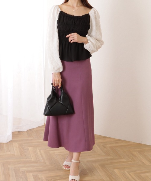 Lace Ladies（レースレディース）の「2WAY スクエアネック シフォン ティアード コンパクト ブラウス オフショル（シャツ/ブラウス・レディース・ブラック・S/M/XL）」の3枚目の写真
