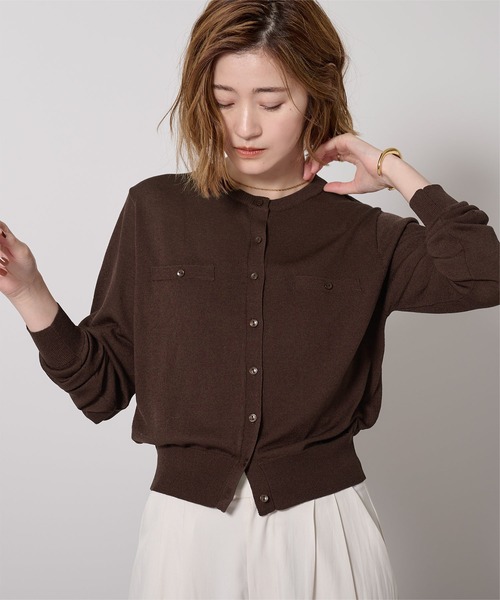 UR'S（ユアーズ）の「UVケアコンパクトベーシックニットカーディガン（カーディガン/ボレロ・レディース・ブラック/ホワイト/ライトグリーン/チャコール/グレイッシュベージュ/ライトピンク/グリーン系その他/ダークブラウン/イエロー・S/M/L）」の5枚目の写真