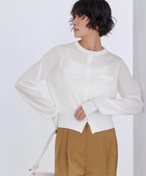 UR'S（ユアーズ）の「UVケアコンパクトベーシックニットカーディガン（カーディガン/ボレロ・レディース・ブラック/ホワイト/ライトグリーン/チャコール/グレイッシュベージュ/ライトピンク/グリーン系その他/ダークブラウン/イエロー・S/M/L）」の2枚目の写真