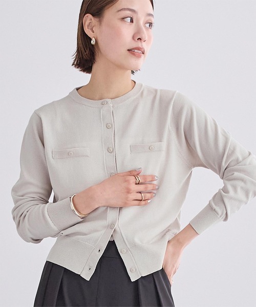 UR'S（ユアーズ）の「UVケアコンパクトベーシックニットカーディガン（カーディガン/ボレロ・レディース・ブラック/ホワイト/ライトグリーン/チャコール/グレイッシュベージュ/ライトピンク/グリーン系その他/ダークブラウン/イエロー・S/M/L）」の6枚目の写真