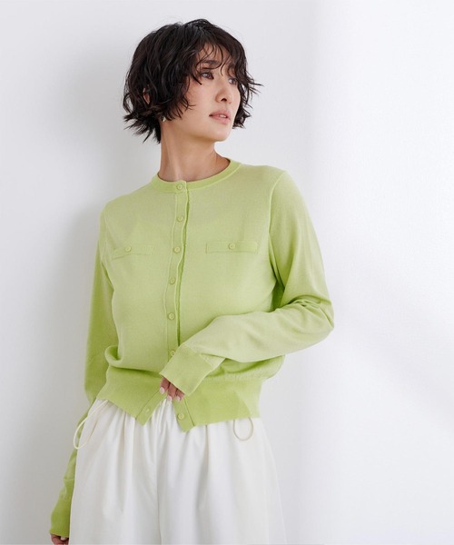 UR'S（ユアーズ）の「UVケアコンパクトベーシックニットカーディガン（カーディガン/ボレロ・レディース・ブラック/ホワイト/ライトグリーン/チャコール/グレイッシュベージュ/ライトピンク/グリーン系その他/ダークブラウン/イエロー・S/M/L）」の7枚目の写真