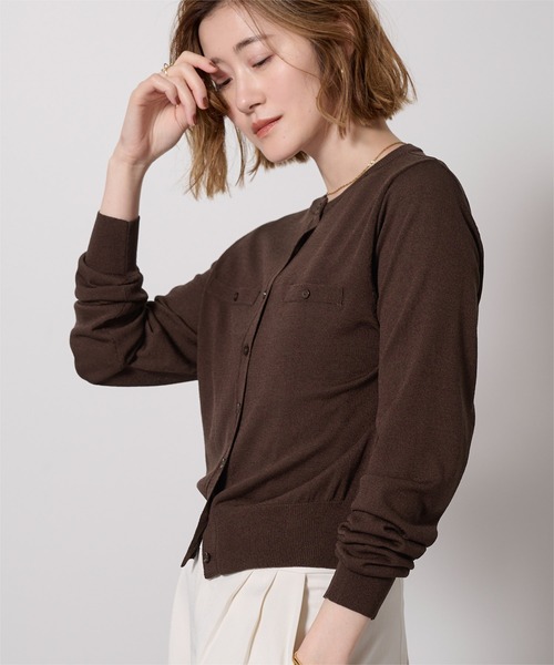 UR'S（ユアーズ）の「UVケアコンパクトベーシックニットカーディガン（カーディガン/ボレロ・レディース・ブラック/ホワイト/ライトグリーン/チャコール/グレイッシュベージュ/ライトピンク/グリーン系その他/ダークブラウン/イエロー・S/M/L）」の11枚目の写真