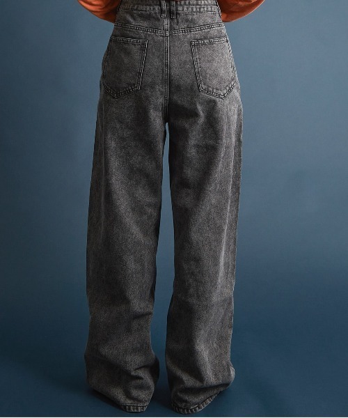Bling Leads（ブリングリーズ）の「【Bl】【Bling leads】ヴィンテージ加工 バギーデニムパンツ（デニムパンツ・レディース・ブラック/ライトインディゴブルー/スミクロ・SMALL/MEDIUM）」の9枚目の写真