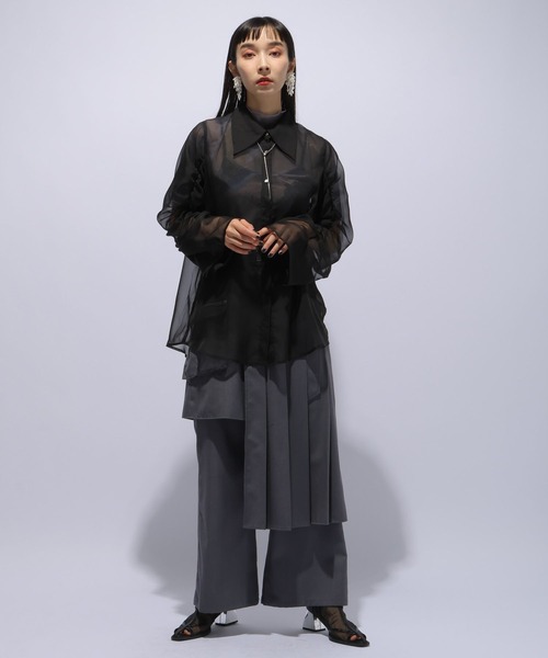 HARE（ハレ）の「ギャザーワイドシアーシャツ(HARE)（シャツ/ブラウス・レディース・ブルー/グレー/ピンク/ブラック・FREE）」の17枚目の写真