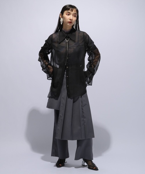 HARE（ハレ）の「ギャザーワイドシアーシャツ(HARE)（シャツ/ブラウス・レディース・ブルー/グレー/ピンク/ブラック・FREE）」の18枚目の写真