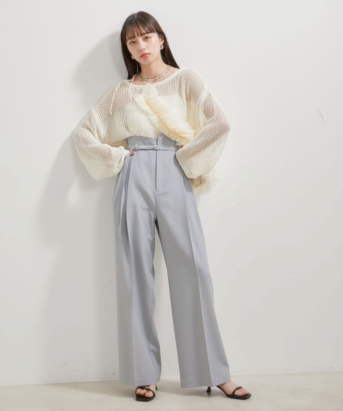 VIS(ビス)の「メッシュサマーニットトップス(ニット/セーター・レディース・オフホワイト/スミクロ/サックスブルー・FREE)」の19枚目の写真