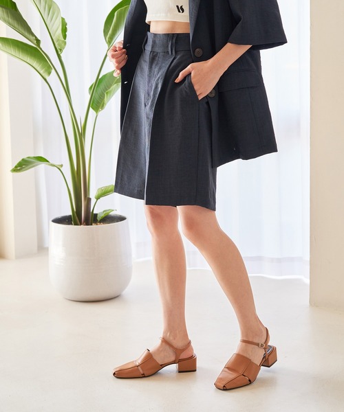 VIS(ビス)の「【接触冷感・洗える】美easyリネンライクショートパンツ(その他パンツ・レディース・ブラウン系その他2/ネイビー/キナリ・FREE)」の18枚目の写真