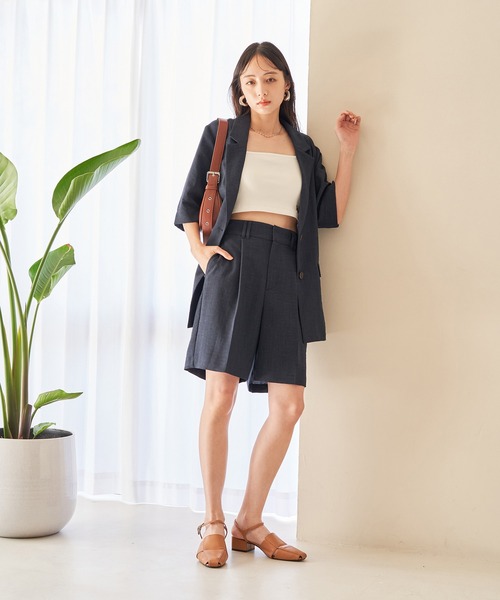 VIS(ビス)の「【接触冷感・洗える】美easyリネンライクショートパンツ(その他パンツ・レディース・ブラウン系その他2/ネイビー/キナリ・FREE)」の21枚目の写真