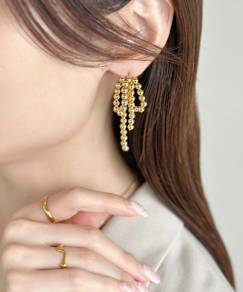 セール】メタルボールリボンピアス-metal ball ribbon pierce