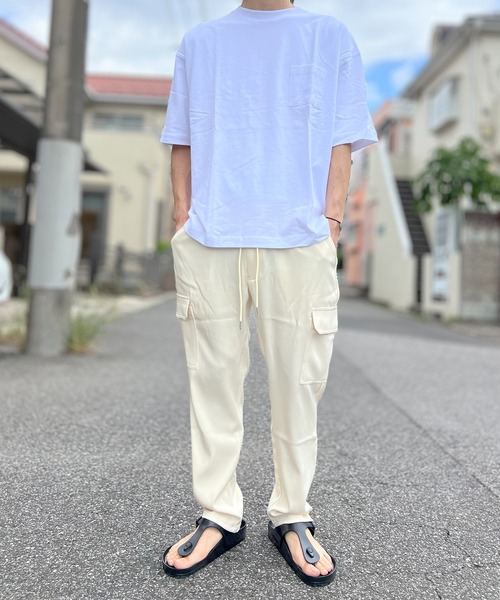 BEATJIVE(ビートジャイブ)の「カーゴパンツ メンズ 接触冷感 イージーパンツ ジョガーパンツ ウエストゴム(カーゴパンツ・メンズ・アイボリー/ブラック/カーキ・LARGE/MEDIUM)」の4枚目の写真