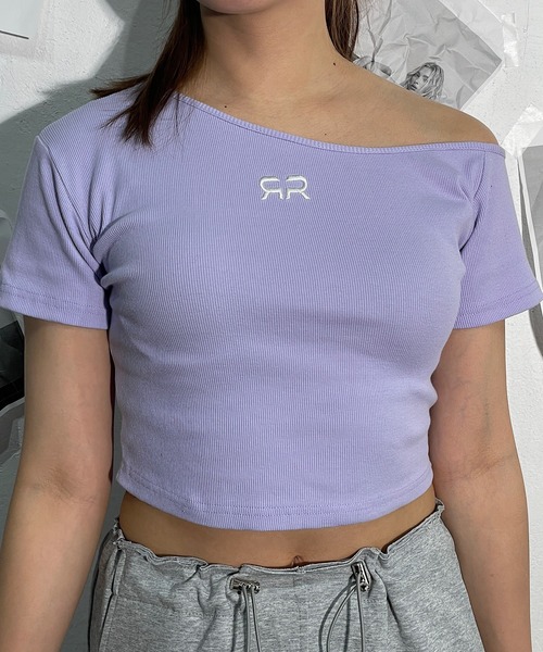 ROGER AND RAW(ロジャーアンドロウ)の「ショート丈ワンショルダートップス(Tシャツ/カットソー・レディース・パープル/ホワイト/ピンク/ブラック・FREE)」の9枚目の写真