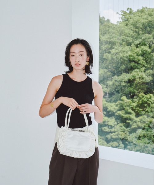 THEATRE PRODUCTS（シアタープロダクツ）の「サテンフリルバッグ（ハンドバッグ・レディース・アイボリー/ブラック・FREE）」の16枚目の写真