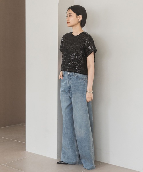 A part by（アパートバイ）の「スパンコールTEE（Tシャツ/カットソー・レディース・オフホワイト/ブラック/ライトピンク・FREE）」の4枚目の写真