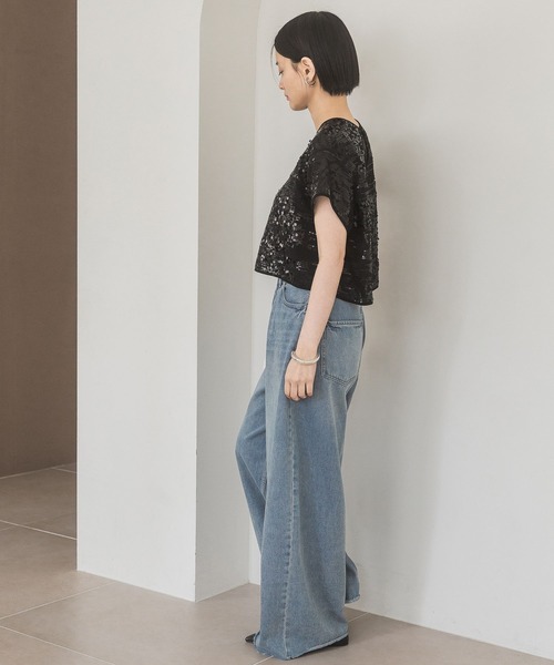 A part by（アパートバイ）の「スパンコールTEE（Tシャツ/カットソー・レディース・オフホワイト/ブラック/ライトピンク・FREE）」の5枚目の写真