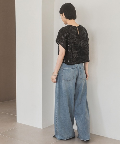 A part by（アパートバイ）の「スパンコールTEE（Tシャツ/カットソー・レディース・オフホワイト/ブラック/ライトピンク・FREE）」の6枚目の写真