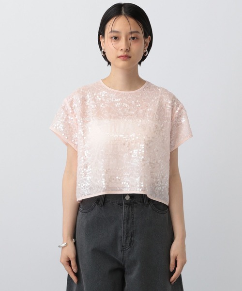 A part by（アパートバイ）の「スパンコールTEE（Tシャツ/カットソー・レディース・オフホワイト/ブラック/ライトピンク・FREE）」の16枚目の写真