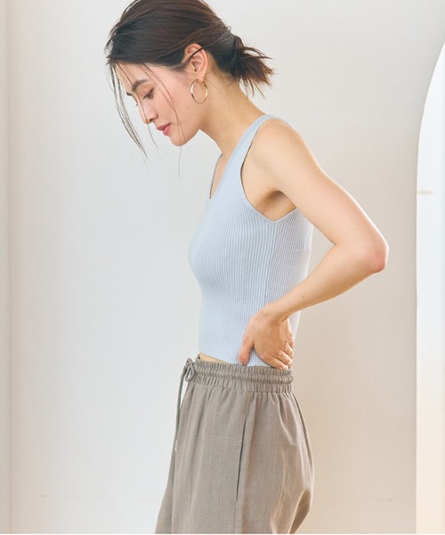 coca(coca)(コカ)の「リブニットアメスリタンク(タンクトップ・レディース・ライトブルー/ネイビー/ブラック/ライトベージュ・M/L/S)」の16枚目の写真