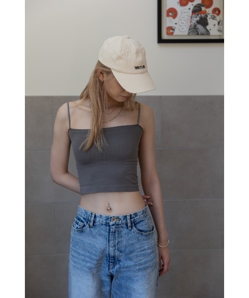 SALTMINT（ソルトミント）の「カップ付きショートキャミソール（キャミソール・レディース・グレー/ホワイト/ブラック/カーキ・FREE）」の4枚目の写真